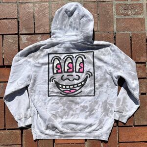 Ripple Junction Keith Haring Pop Art Tie Dye Hoodie Sz L